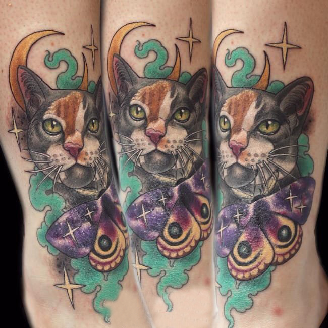 小清新猫咪纹身 多款彩绘纹身动物小清新猫咪纹身图案