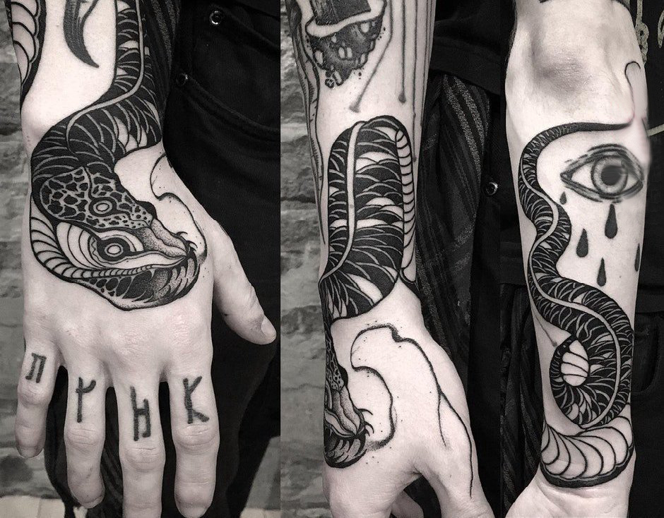 蛇纹身 男生手臂上蛇纹身图片