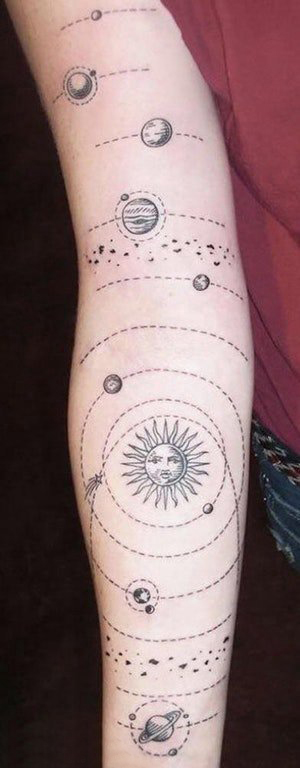 纹身星球 女生手臂上小星球纹身图片