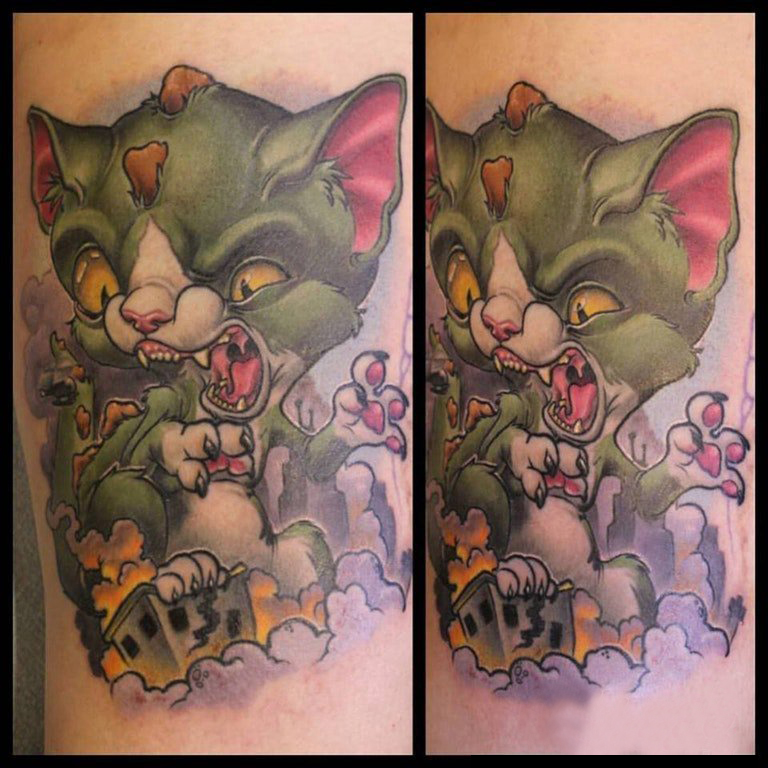 小猫咪纹身 女生手臂上创意的猫咪纹身图片