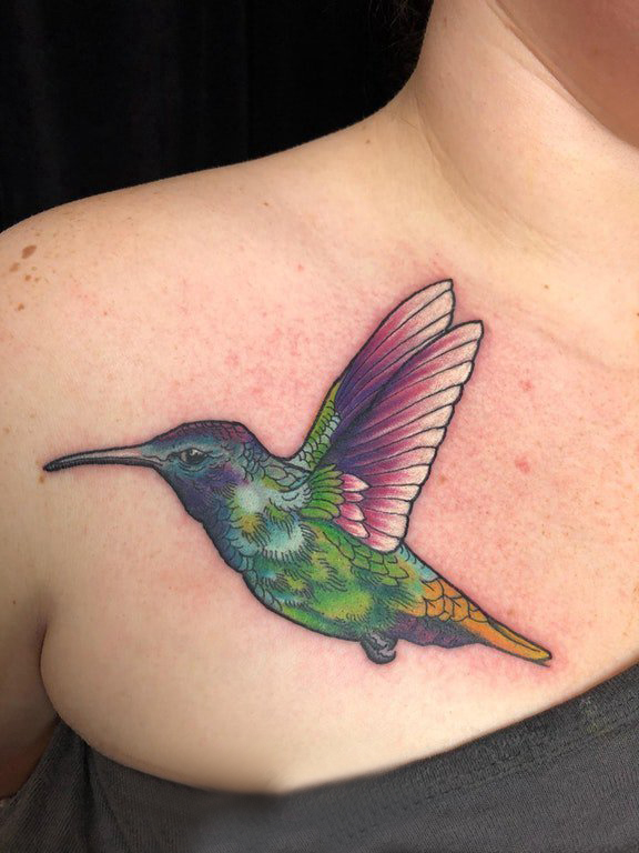 纹身鸟  男生胸前彩色的鸟纹身图片