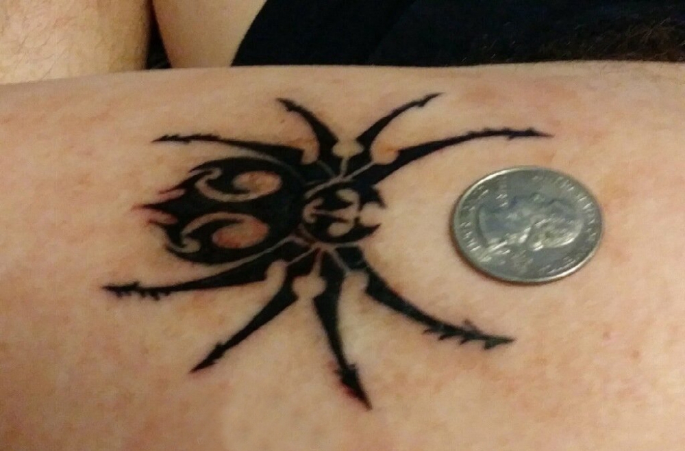 蜘蛛纹身  男生手臂黑色的蜘蛛纹身图片
