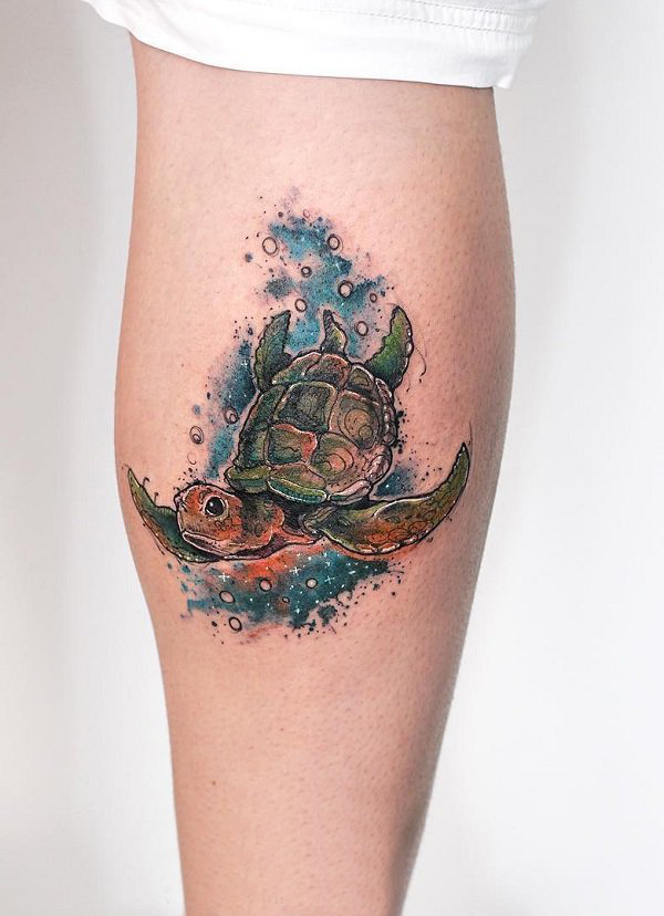 乌龟纹身图案 多款素描纹身彩绘乌龟纹身图案