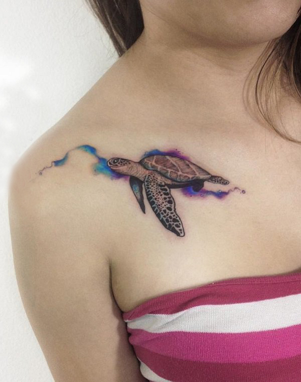 乌龟纹身图案 多款素描纹身彩绘乌龟纹身图案