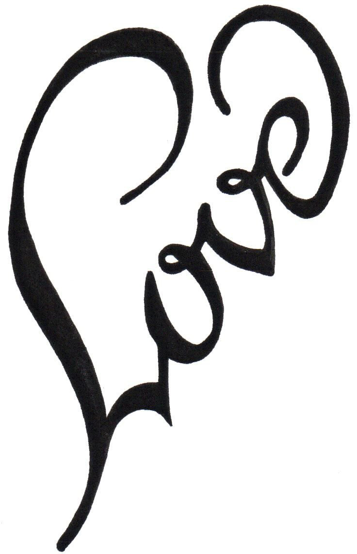 心形纹身手稿 简单线条纹身黑色心形纹身手稿