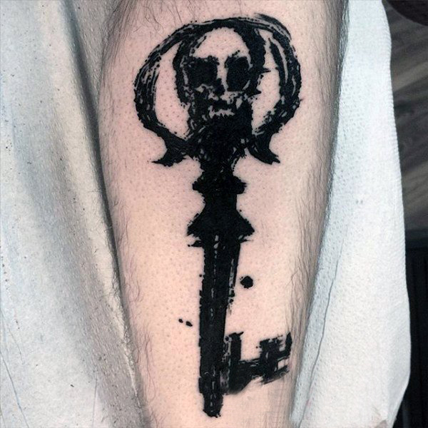 钥匙纹身图案 多款黑灰纹身点刺技巧钥匙纹身图案