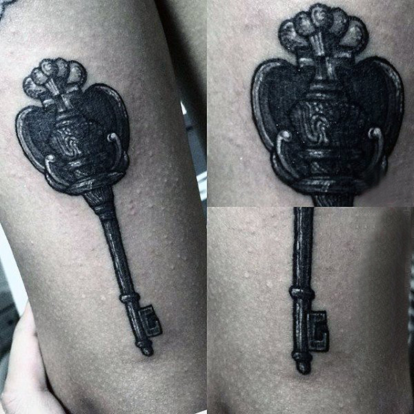 钥匙纹身图案 多款简单线条纹身黑色钥匙纹身图案