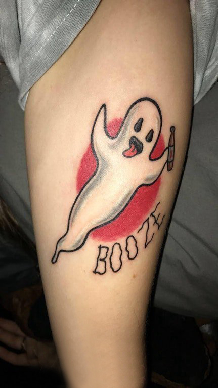 幽灵纹身图案 女生小腿上英文和幽灵纹身图片