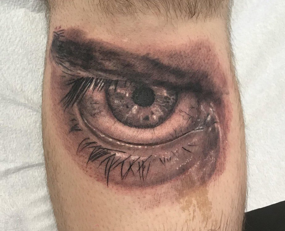 眼睛纹身  男生手臂上素描的眼睛纹身图片