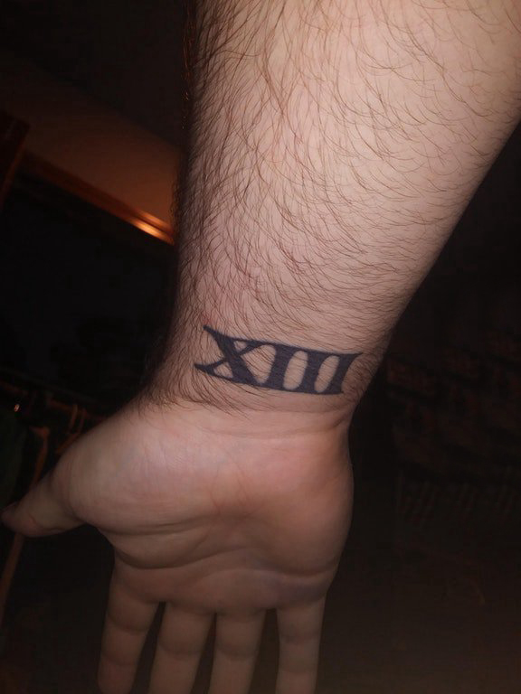 纹身罗马数字 男生手腕上黑色的罗马数字纹身图片