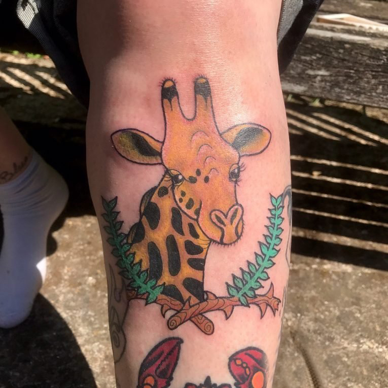 长颈鹿纹身图案 多款彩色纹身动物长颈鹿纹身图案