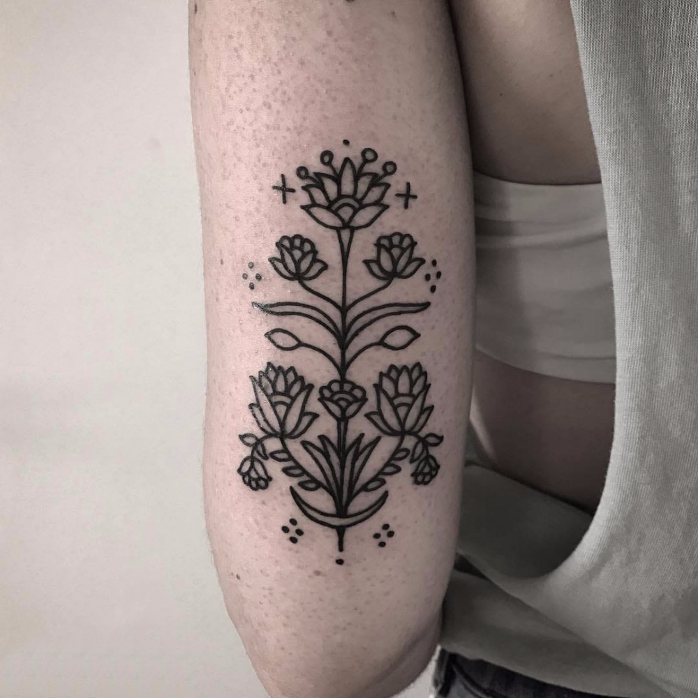 植物纹身 多款简单线条纹身素描小清新植物纹身图案