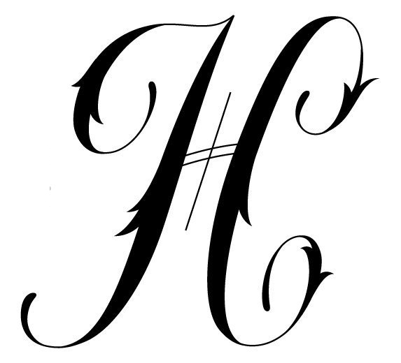 字母纹身手稿图 简单的黑色字母H纹身手稿