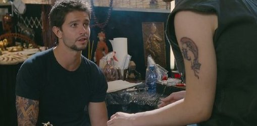 纹身师   人物手臂上彩绘的文字纹身图片