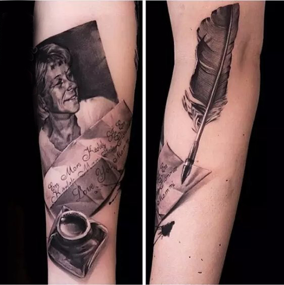余文乐的纹身  明星手臂上人物和信纹身图片