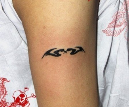 蔡依林纹身图片  明星手臂上黑色的蝙蝠纹身图片