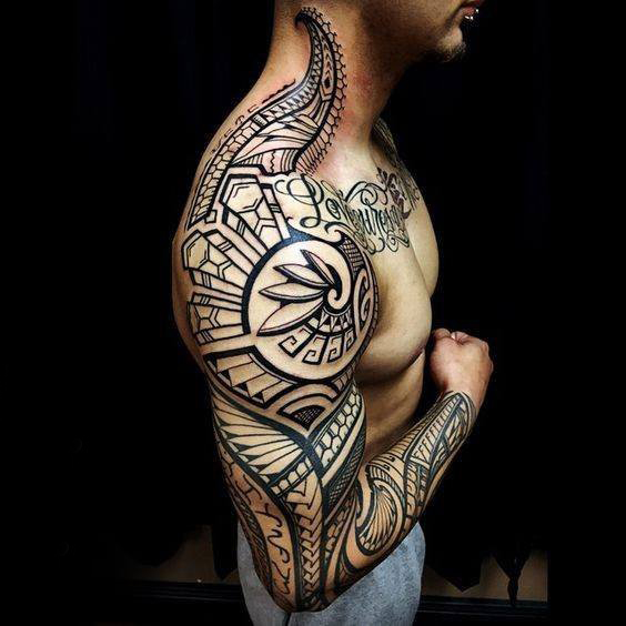 部落图腾纹身  几何与线条结合的男生部落图腾纹身