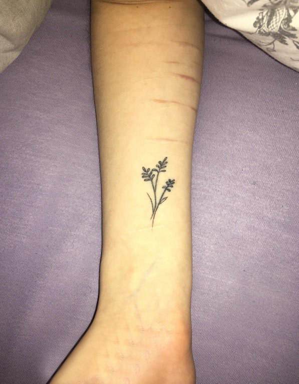 小清新植物纹身 女生手腕上黑色的植物纹身图片