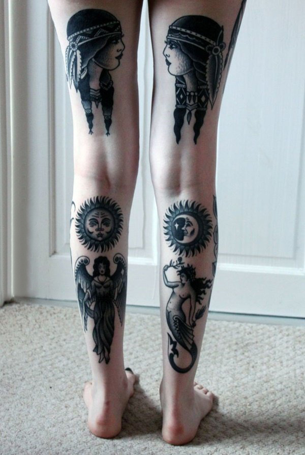纹身腿上图案 性感的腿部纹身图案