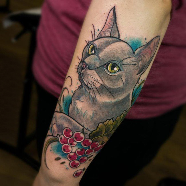 小猫咪纹身  多款彩绘可爱小猫咪纹身图案