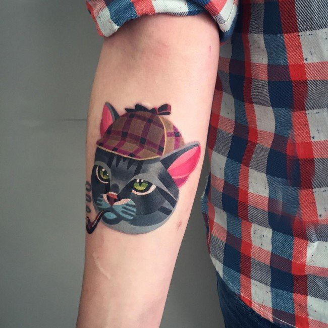 小猫咪纹身  多款彩绘可爱小猫咪纹身图案