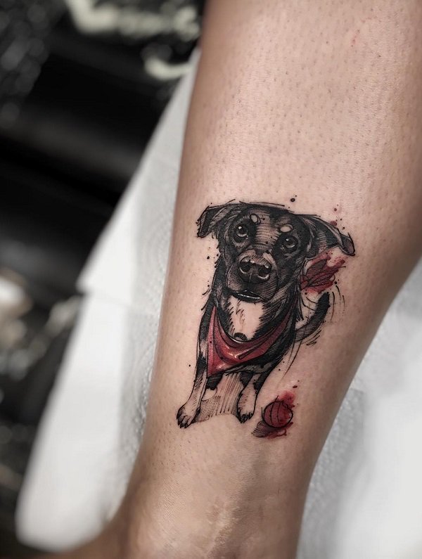 乖巧可爱的宠物狗纹身图案