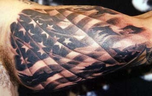 创意而又意义独特的美国星条旗国旗纹身图案