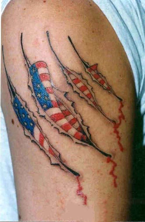 创意而又意义独特的美国星条旗国旗纹身图案