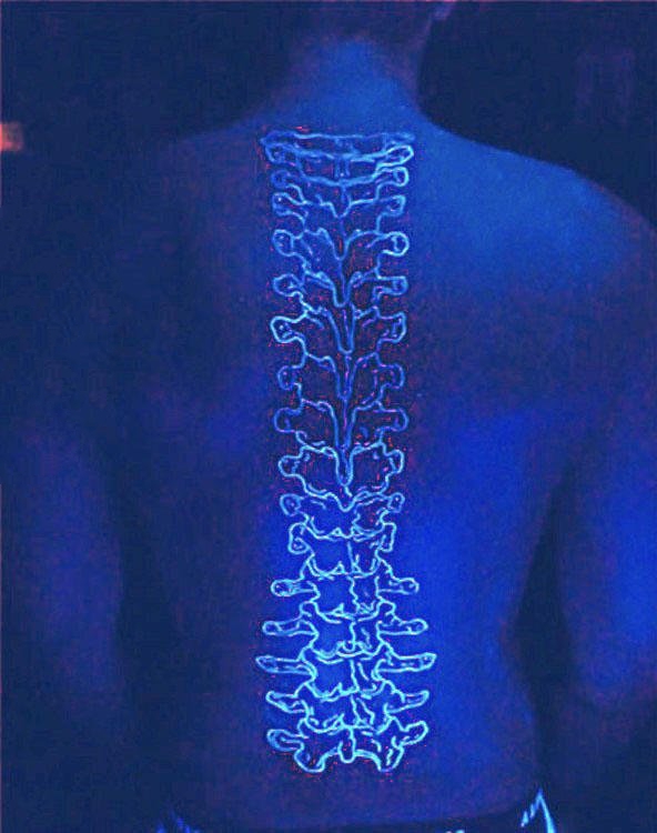 男生脊柱纹身  多款后背上的脊柱纹身图案