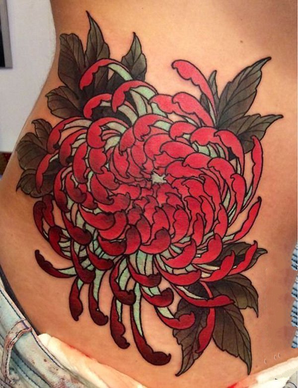 纹身菊花图案   绚丽绽放的菊花纹身图案
