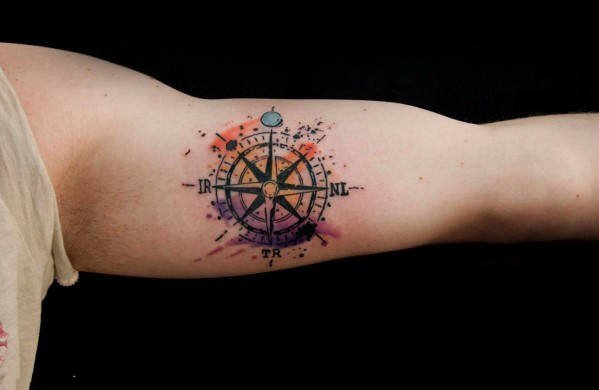 指南针纹身  明辨方向的指南针纹身图案
