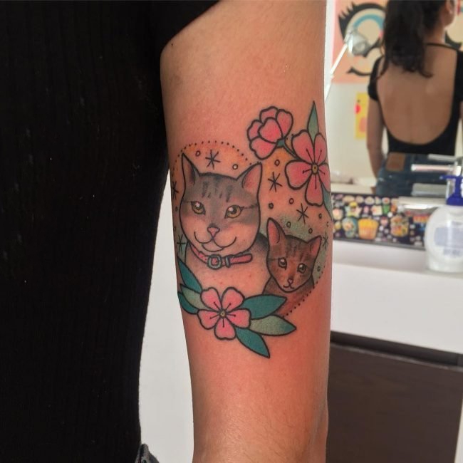 小猫咪纹身  多款设计风格各异的小猫咪纹身图案