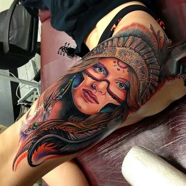 一组个性十足的印第安人纹身图案