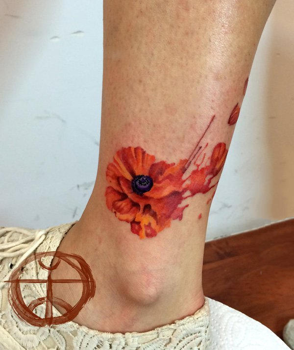 罂粟花纹身图片  妖艳致命的罂粟花纹身图案