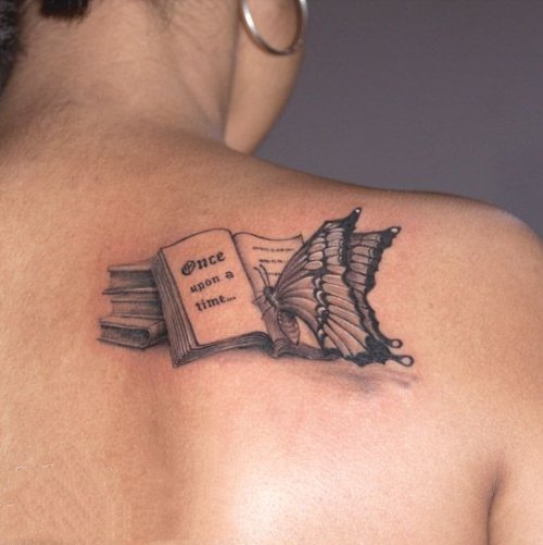纹身书籍  黑灰与几何交汇的书籍纹身图片