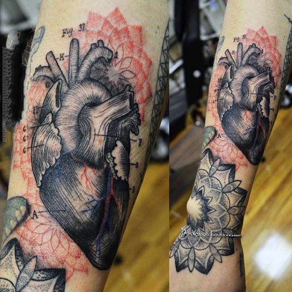 心脏纹身图案   多款彩绘的心脏纹身图案