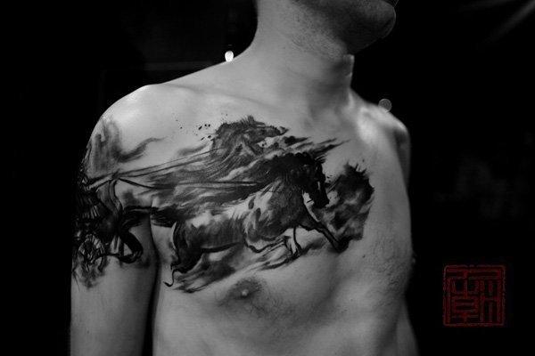 纹身 马   飞奔疾驰的马纹身图案