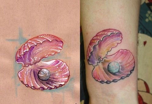 贝壳图案纹身   唯美新颖的贝壳纹身图案