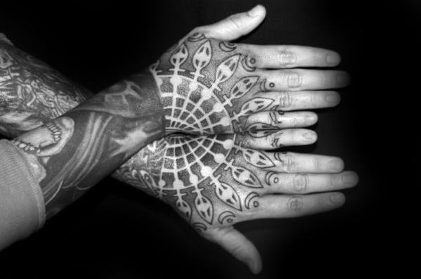 几何 纹身图案   设计感十足的手部几何纹身图案