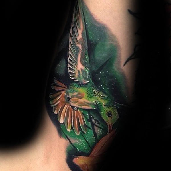 纹身鸟   栩栩如生的蜂鸟纹身图案
