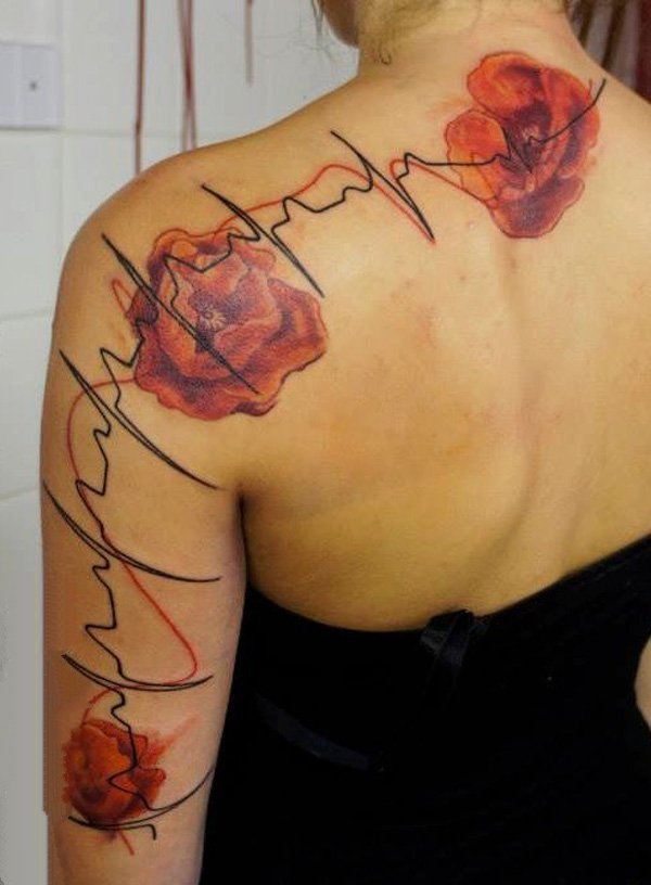 罂粟纹身  唯美却致命的罂粟纹身图案