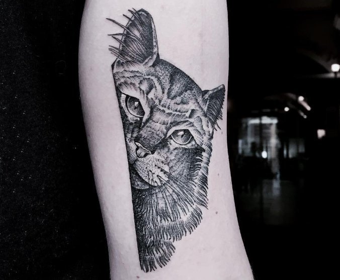 小猫咪纹身  设计感十足的小猫咪纹身图案