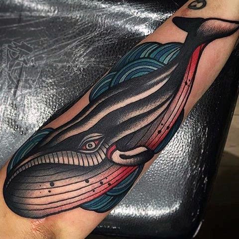 纹身鲸鱼   创意感十足的鲸鱼纹身图案