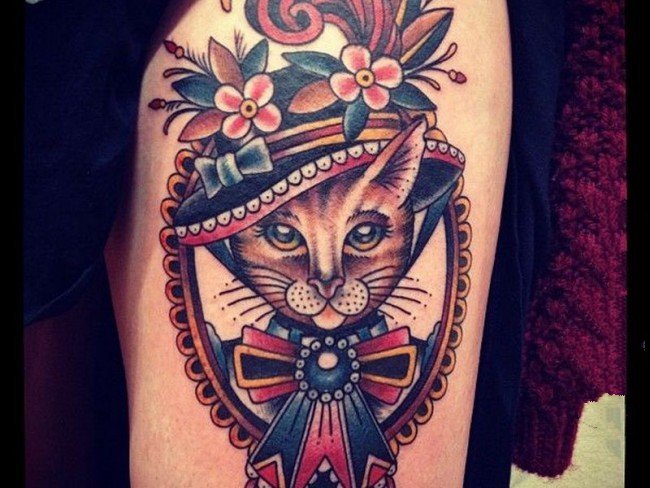 小猫咪纹身   多款时尚而又可爱的小猫咪纹身图案