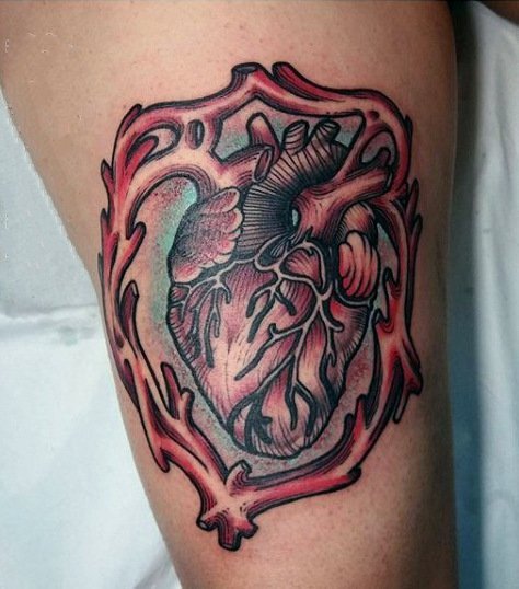 心脏纹身图案   真实而又血腥的心脏纹身图案