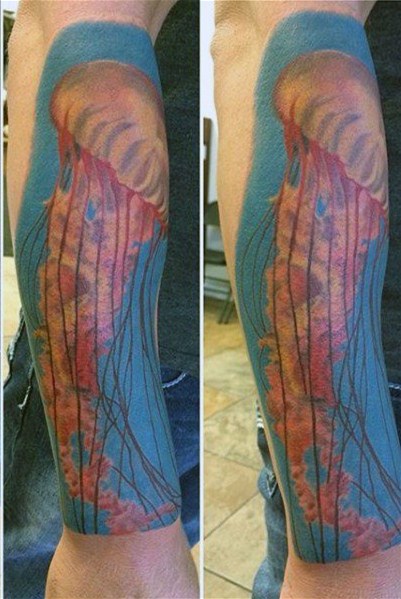 水母纹身图案  裙带飘飘的水母纹身图案