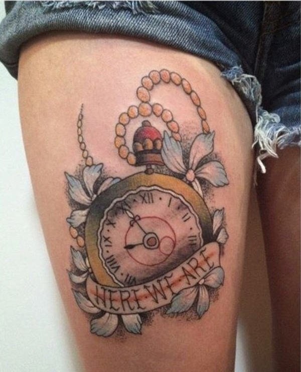 钟表纹身图案  工艺复杂的钟表纹身图案