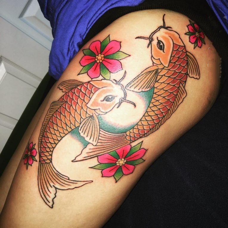 纹身锦鲤图案   灵动的锦鲤纹身图案