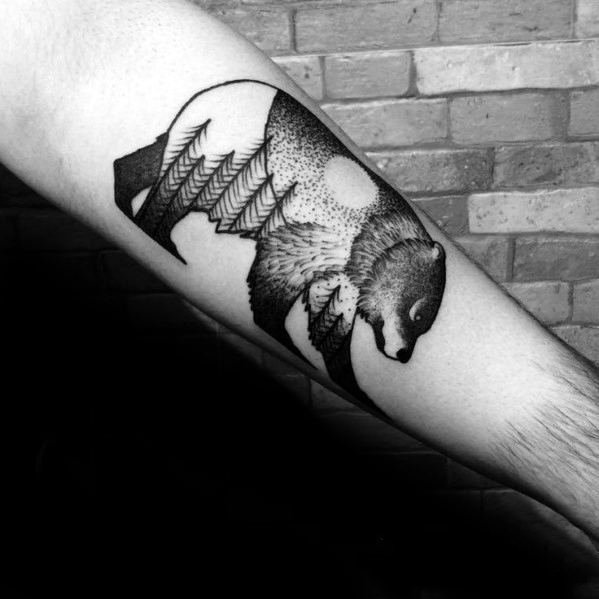 创意纹身图片  双重曝光的动物纹身图案