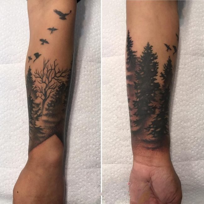 纹身树枝  枝繁叶茂的树枝纹身图案